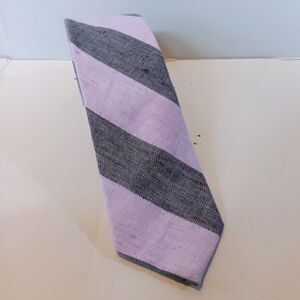 J.Crew Factory Striped Skinny Neck Tie-Linen Blend-Lavender-Gray-Woven-Preppy